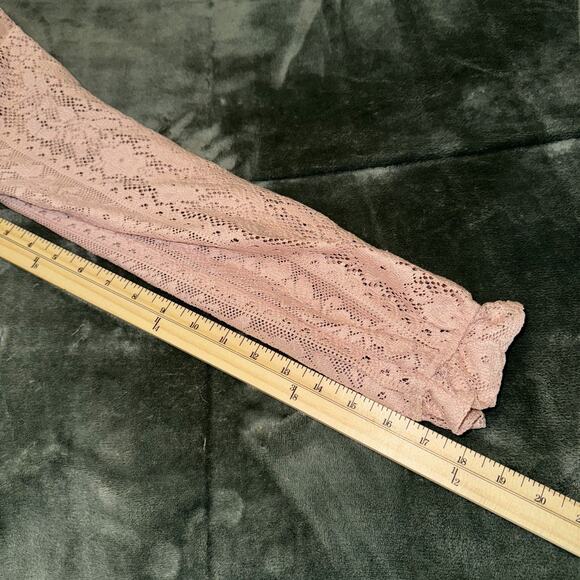 LC Lauren Conrad Mini Dress Womens Large Pink Lace Overlay Smocked Tiered hem - Picture 5 of 9